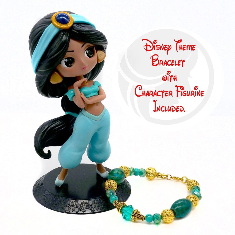 Disney theme bracelets with Jasmine figurine included.